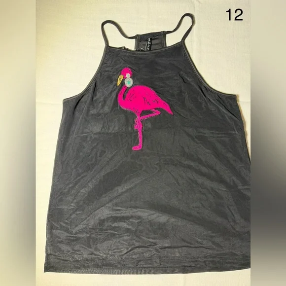 Flamingo Graphic Tank Top - Black - Picture 2 of 7